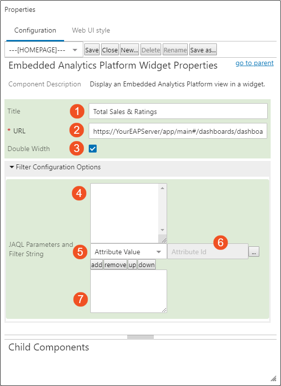 Embedded Analytics Platform Web UI Widget Component