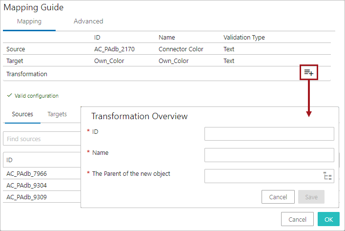 Creating Attribute Transformations Through Mapping Guide Window