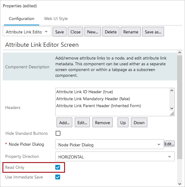 Configuring the Attribute Link Editor Screen