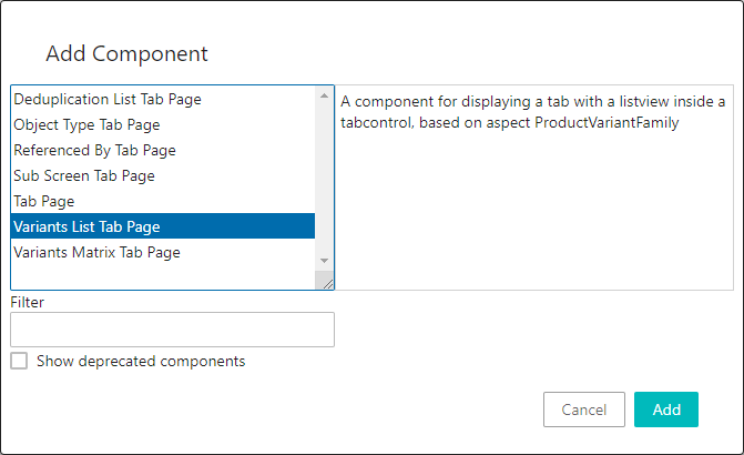 Products Variants List in Web UI