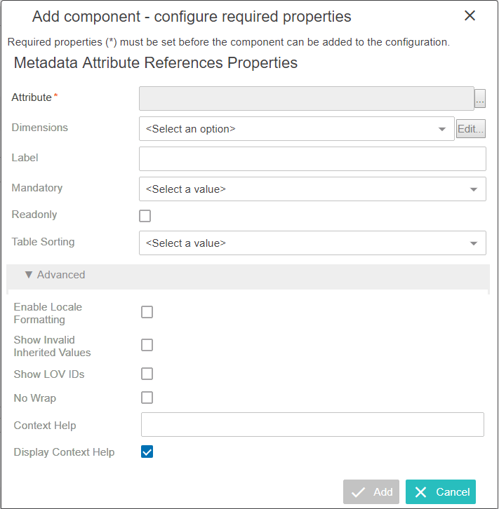 Configuring the Metadata Attribute References Component