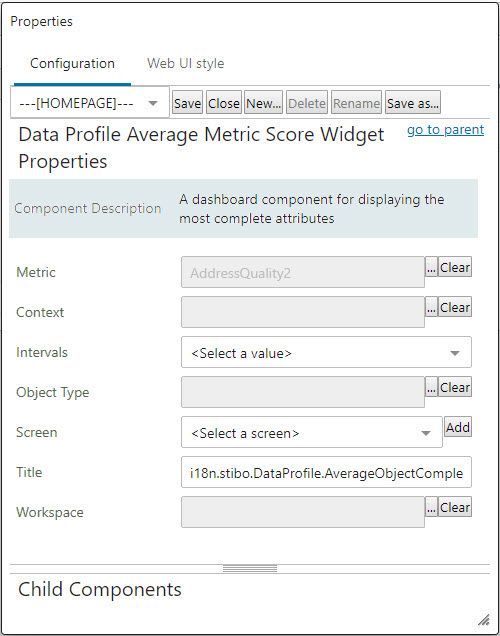 Data Profile Widgets in Web UI