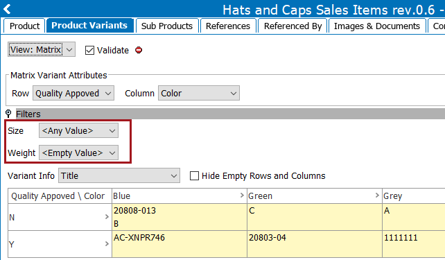 Product Variants Matrix in STEP Workbench