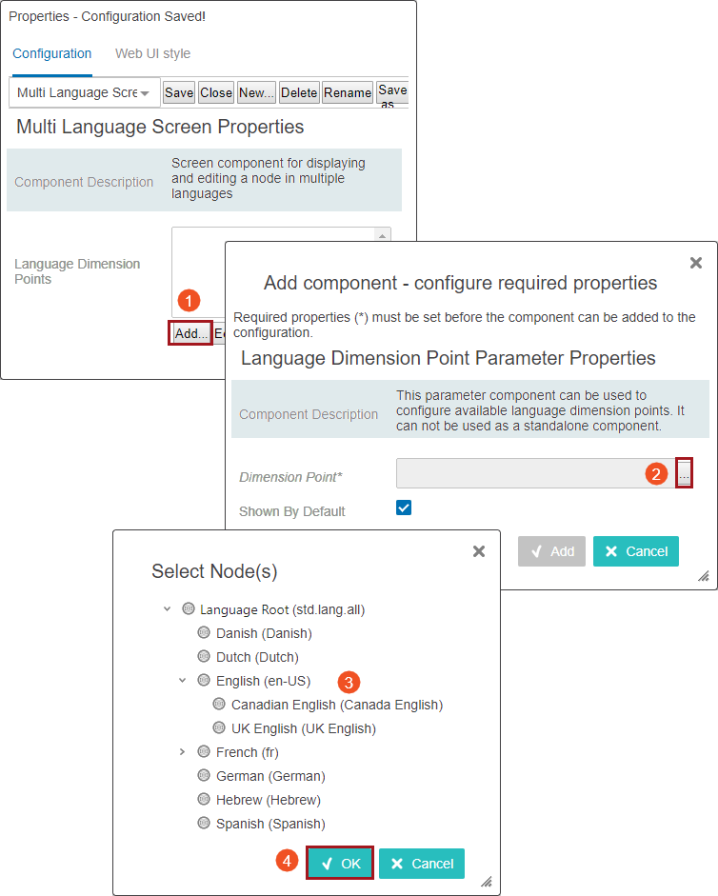 Configuring a Multi Language Screen