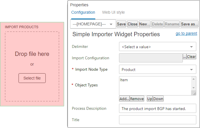 Configuring Simple Importer Widget