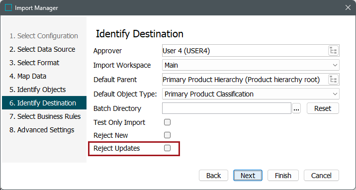 Defining Import Settings for Commercial Data