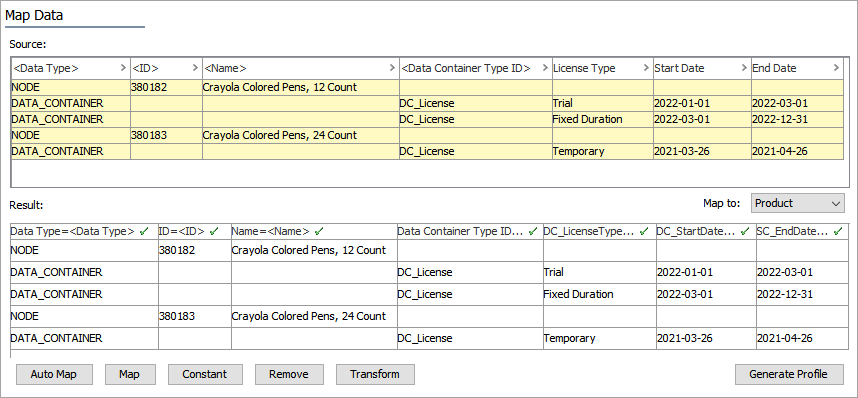 Data Container Type ID - Map Inbound