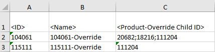 Product-Override Child ID – Data Source Outbound