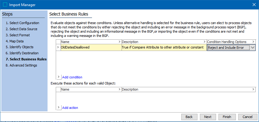 Import Manager - Select Business Rules