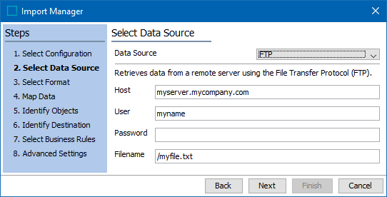 Import Manager - Select Data Source