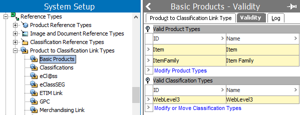 Inheritance Example for a Product to Classification Link Type
