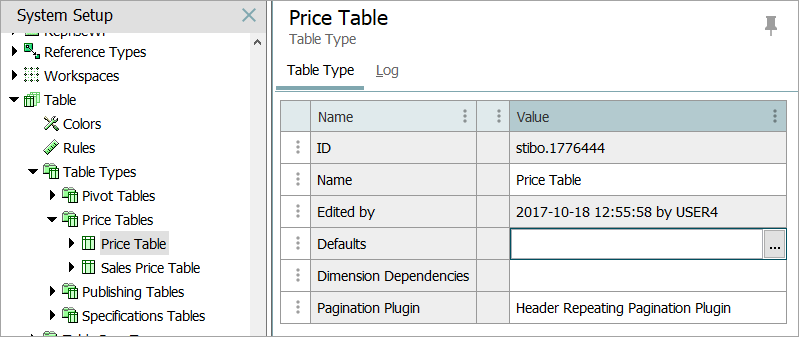 Tab Configurations Table Configuring Settings for Table Types and Tables