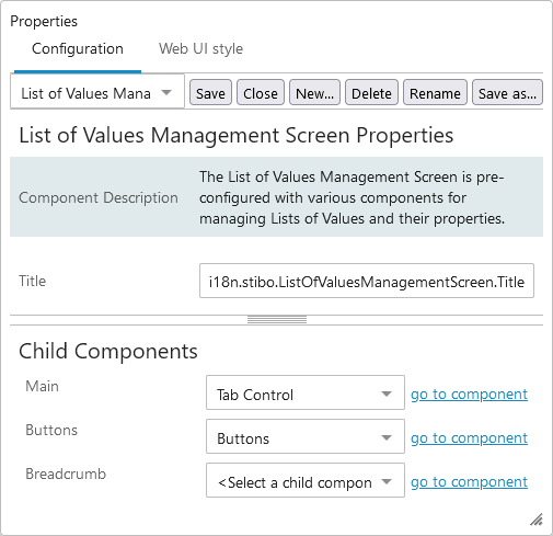 List of Values Management Screen