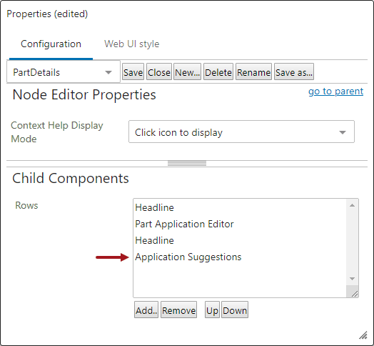 Configuring the Application Suggestions Component