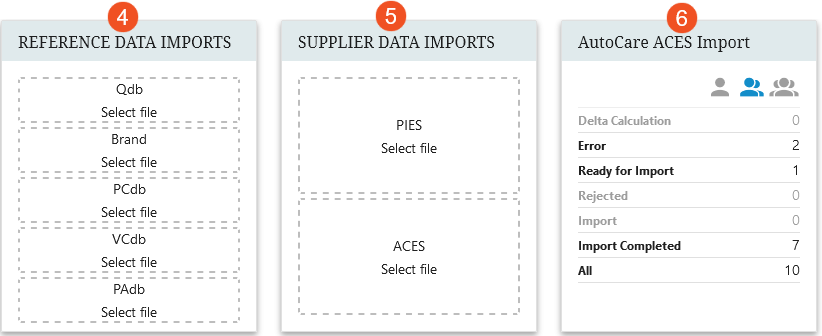 Web UI Status Selectors & Import Control Panel Screens