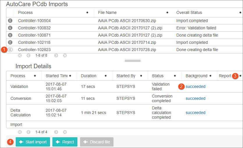 Web UI Status Selectors & Import Control Panel Screens