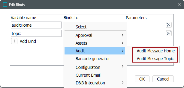 Audit Message Framework JavaScript Binds and Public JavaScript API Methods