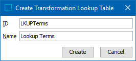 Creating a Transformation Lookup Table