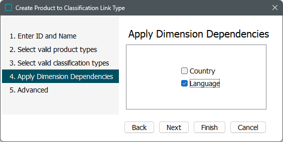 Product to Classification Link Type - Apply Dimension Dependencies