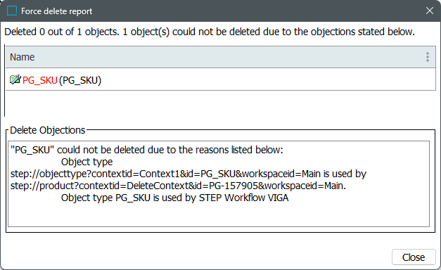 Delete Object Dialog Deleting an Object Type