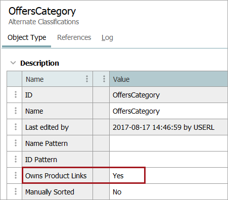 Owns Product Links on Alternate Classifications Object Type