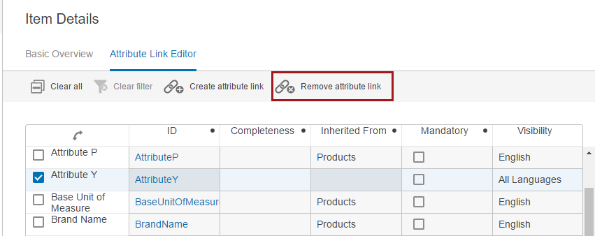 Editing Attribute Links in Web UI