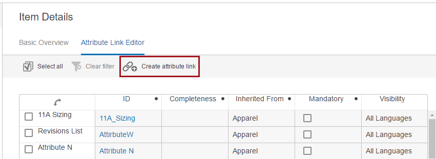Editing Attribute Links in Web UI