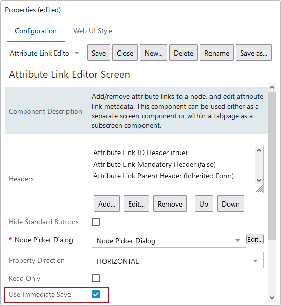 Configuring the Attribute Link Editor Screen