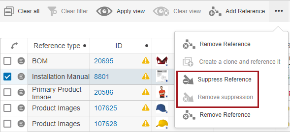 Suppressing References in the Multi Reference Editor