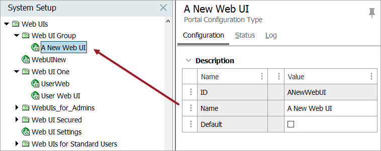 Web Setup Interface Creating a New Web UI