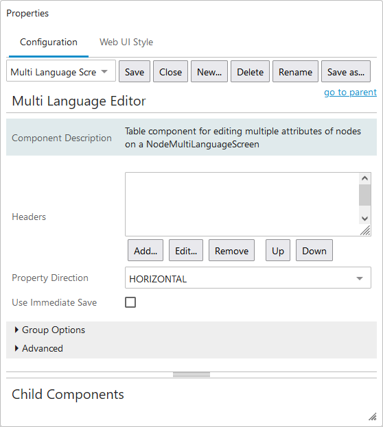 Configuring a Multi Language Screen