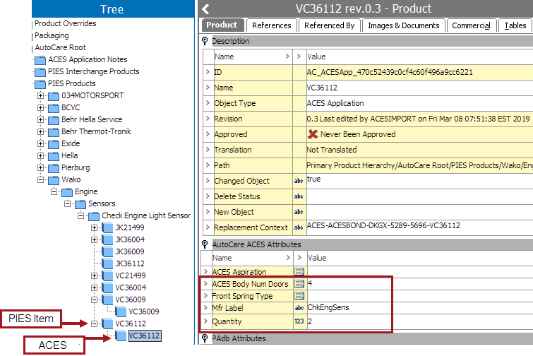 Sample AutoCare ACES File Structure