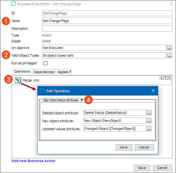 Business Action: Set Import Status Attributes