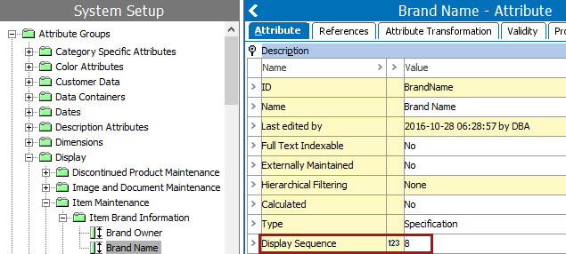 Closest Attribute Link Meta Data Aspect and Display Sequence