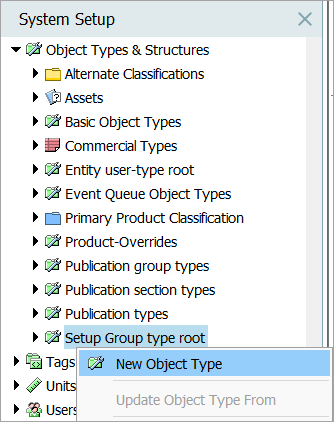 Creating Setup Group Object Types