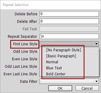 Repeat Line Function Using the Repeat Function for Subproducts