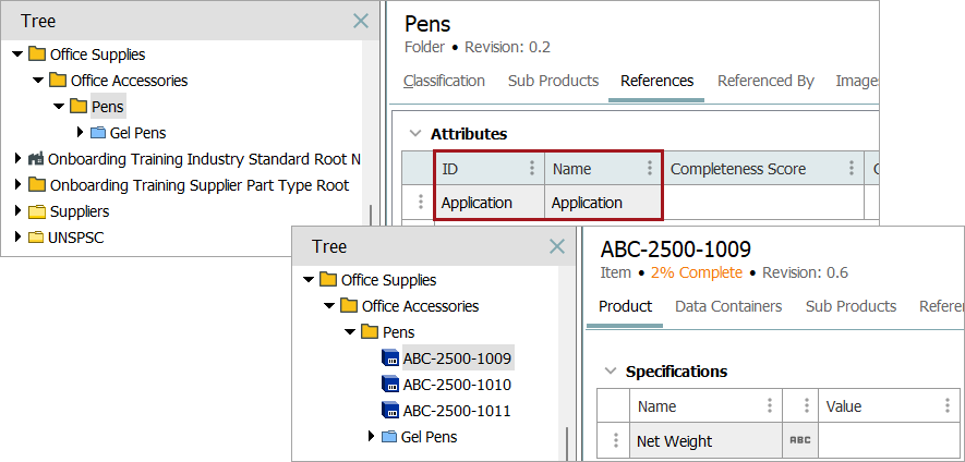 Inheritance Example for a Product to Classification Link Type