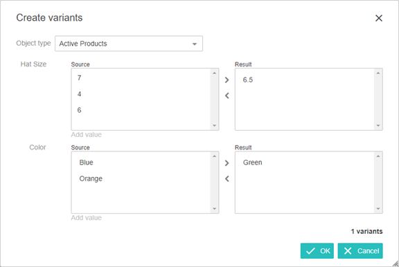 Products Variants List in Web UI