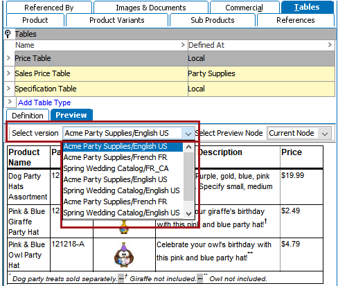 Previewing Tables