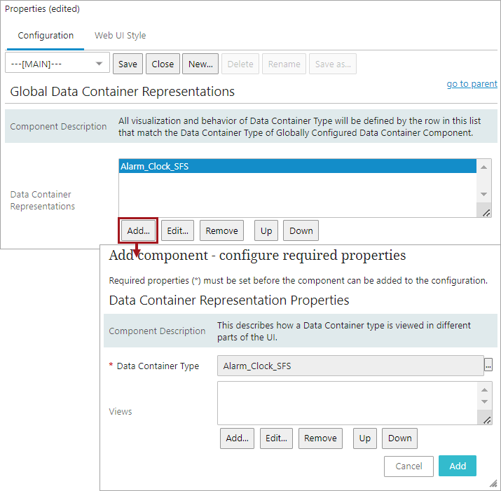 Globally Configured Multi Edit Data Container