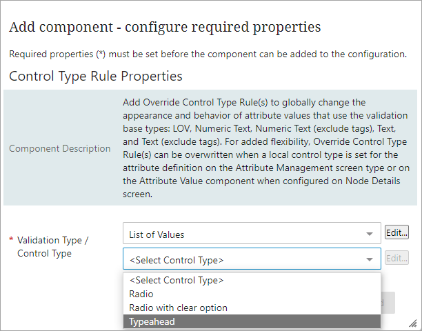 Override Control Type Rule