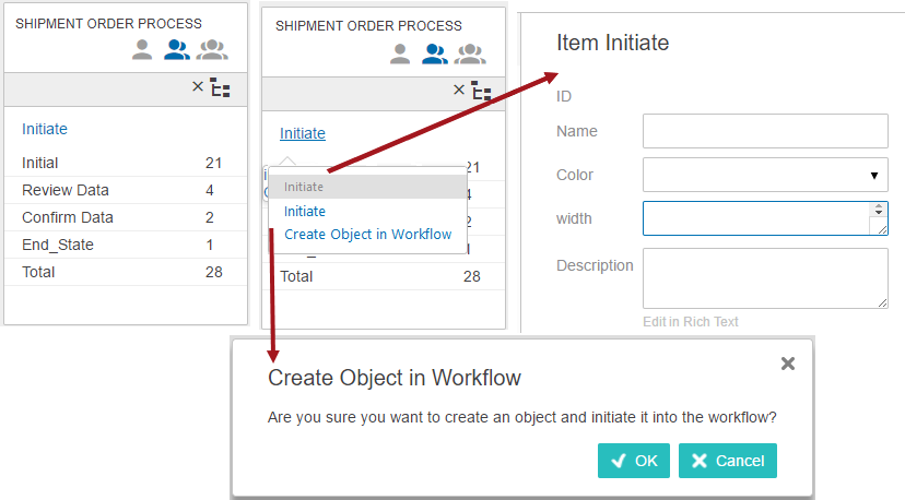 Initiating Objects in a Workflow using Web UI
