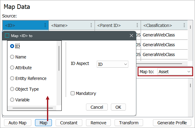 Asset Object Type - Map To Inbound