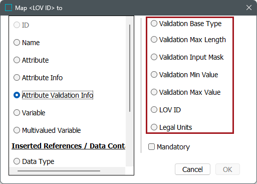 Attribute Validation Info - Map Inbound