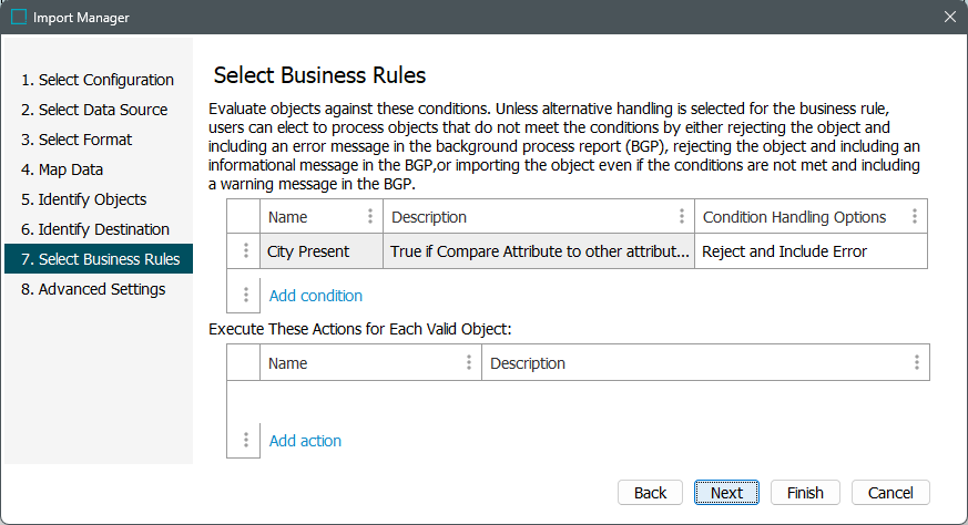 Import Manager - Select Business Rules