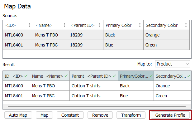 Inbound Map Data - Generate Profile