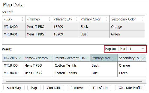 Inbound Map Data - Map To