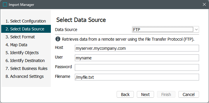 Import Manager - Select Data Source