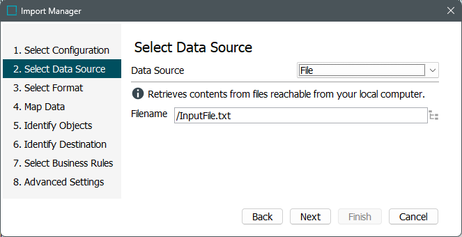 Import Manager - Select Data Source