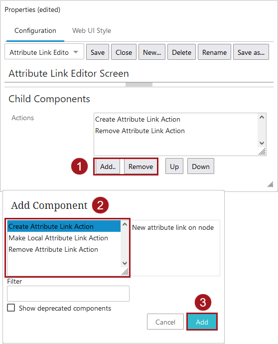 Configuring the Attribute Link Editor Screen